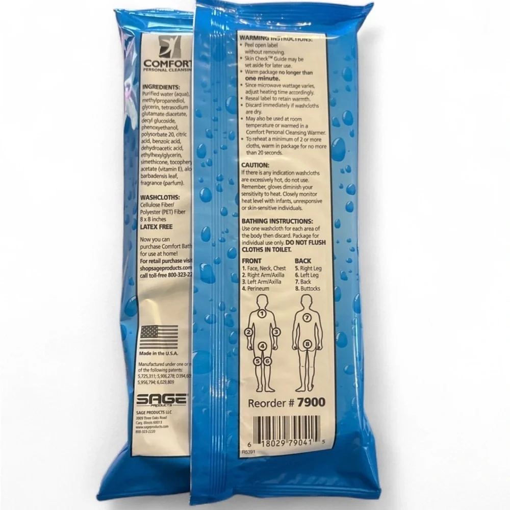 Comfort Bath Cleansing Heavyweight Washcloths VIT E 6 Pkgs -48 Cloths Skin Check